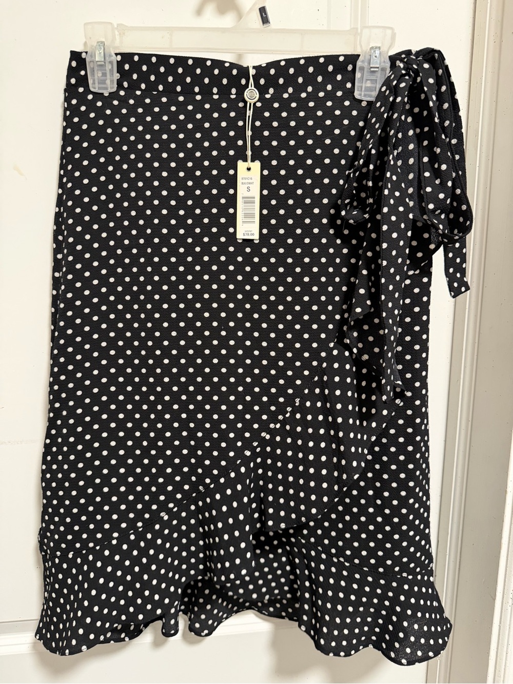 Max Studio Black and White Polka Dot Midi Skirt